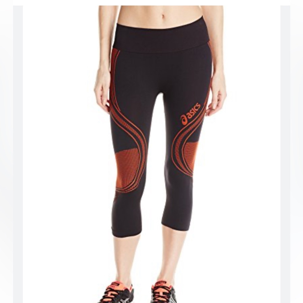 asics Fit-Sana Black & Pink Seamless Capri